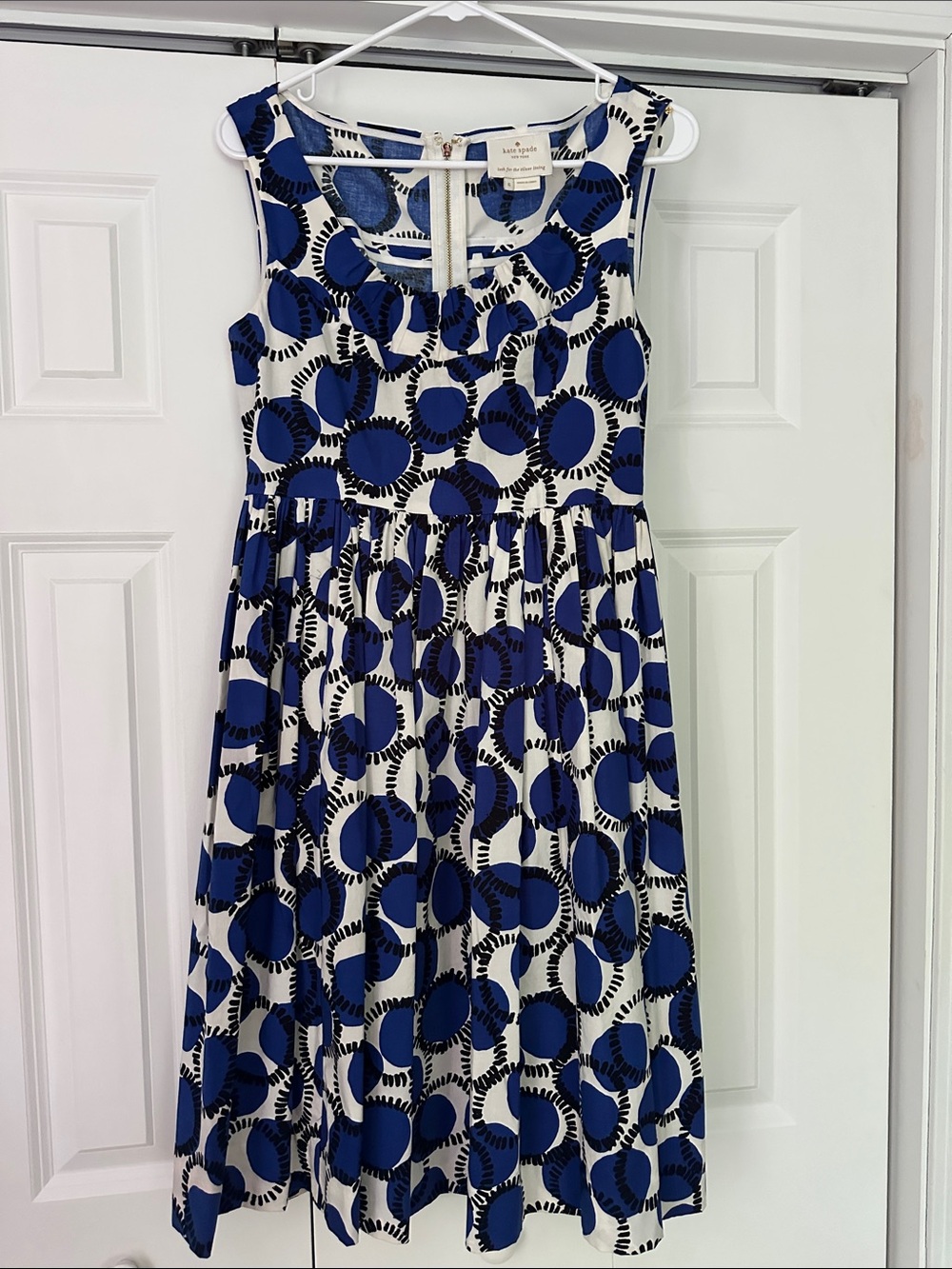 kate spade Blue and White Polka Dot Sleeveless Dress